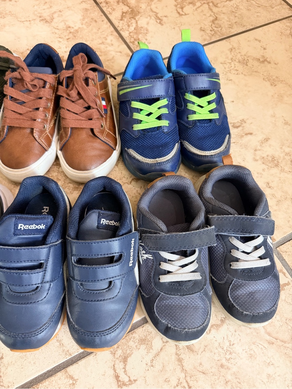 Reebok Kids Navy and Lime Green Accent Sneakers